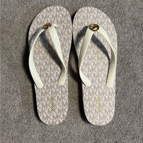 Michael Kors Shoes - Michael Kors Cream and Gold Sandals